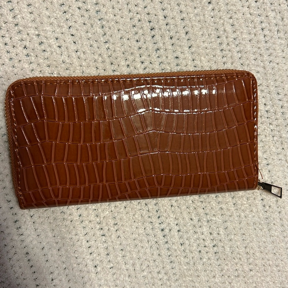 Faux Leather Long Zip Wallet